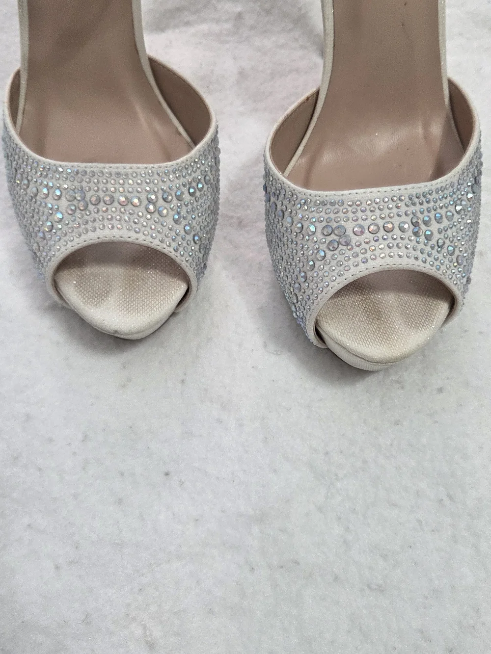 Dream Pairs Silver Rhinestone Ankle Strap Stiletto Peep Toe Heels